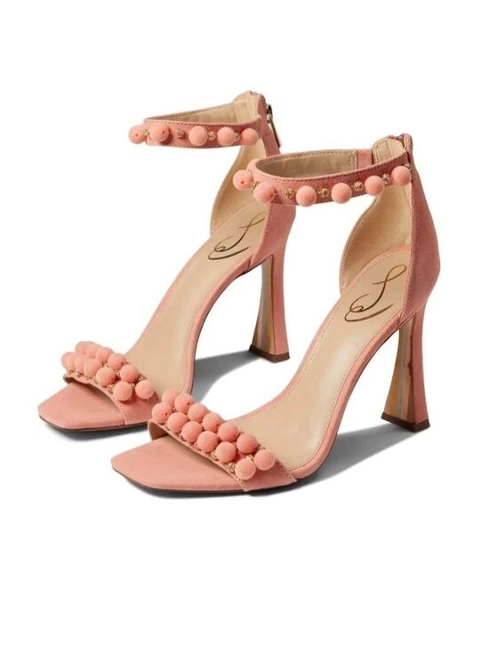 Sam Edelman Shoes - Sam Edelman Strappy Luella Peach Embellished Heels Size 10